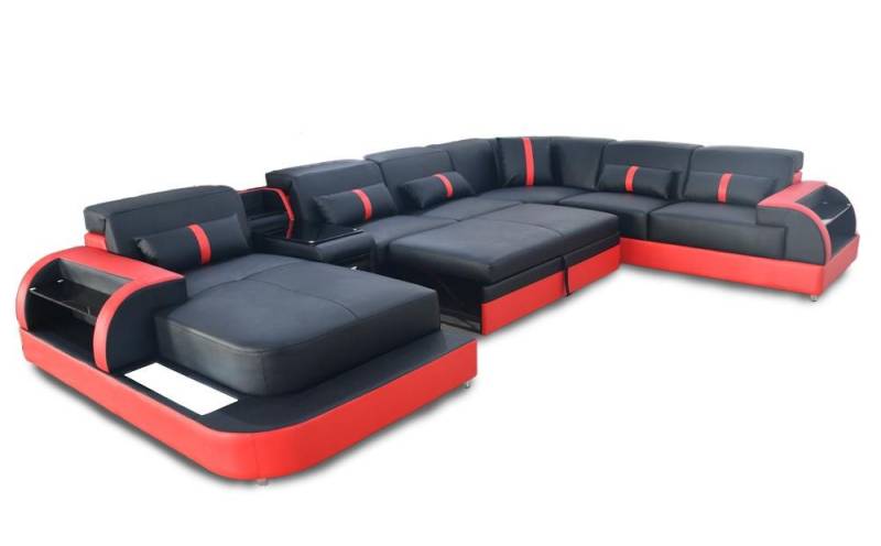 Xlmoebel Ecksofa Mehrzweck-Sofa Wohnlandschaft mit LEDs und Schlaffunktion, Hergestellt in Europa von Xlmoebel