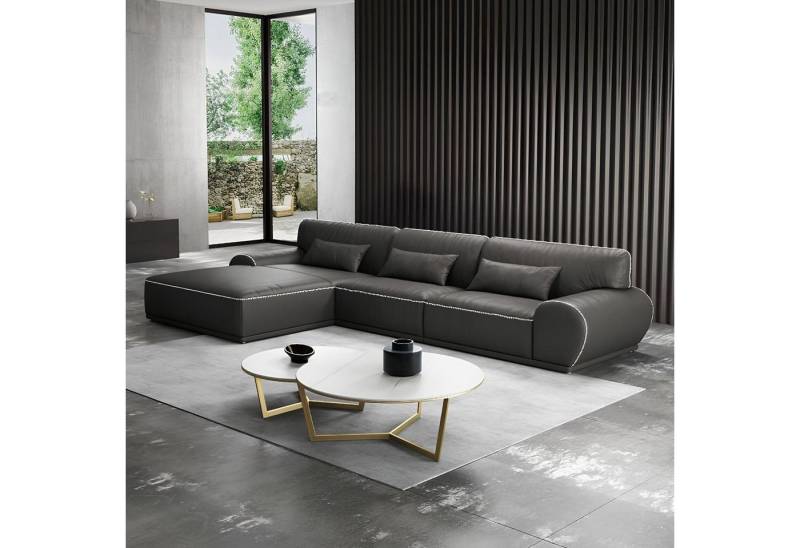 Xlmoebel Ecksofa Moderne Ledercouch in L-Form mit Designelementen und Sitzlandschaft, Hergestellt in Europa von Xlmoebel