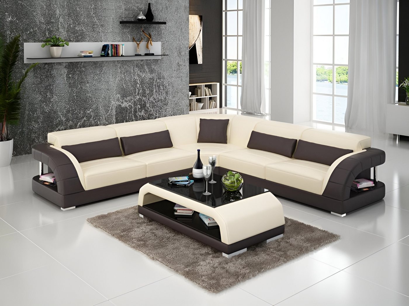 Xlmoebel Ecksofa Modernes Ecksofa aus Leder mit USB-Anschluss Eckcouch, Hergestellt in Europa Xlmoebel Ecksofa Modernes Ecksofa aus Leder mit USB-Anschluss Eckcouch, Hergestellt in Europa von Xlmoebel