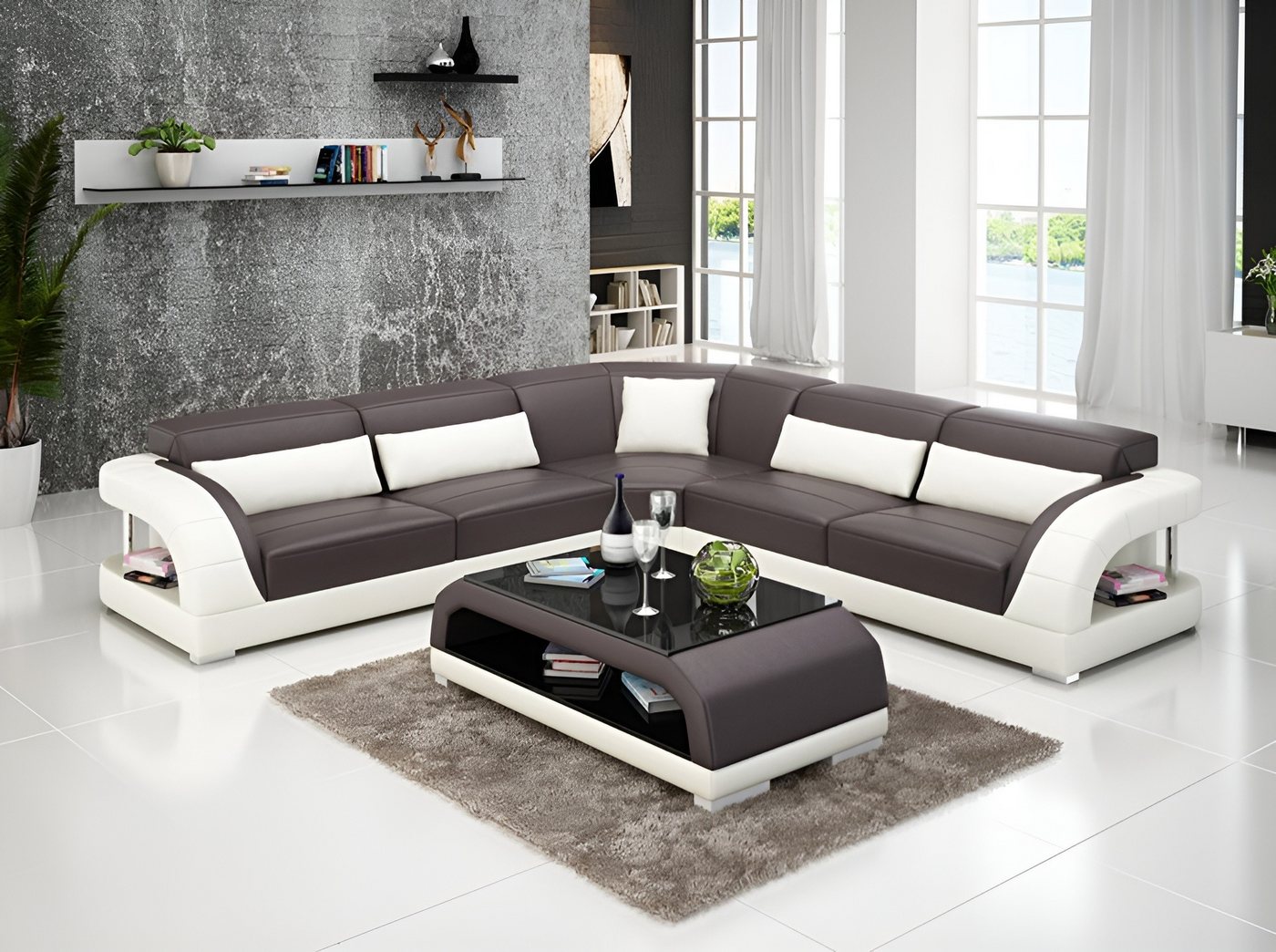 Xlmoebel Ecksofa Modernes Ecksofa aus Leder mit USB-Anschluss Eckcouch, Hergestellt in Europa Xlmoebel Ecksofa Modernes Ecksofa aus Leder mit USB-Anschluss Eckcouch, Hergestellt in Europa von Xlmoebel