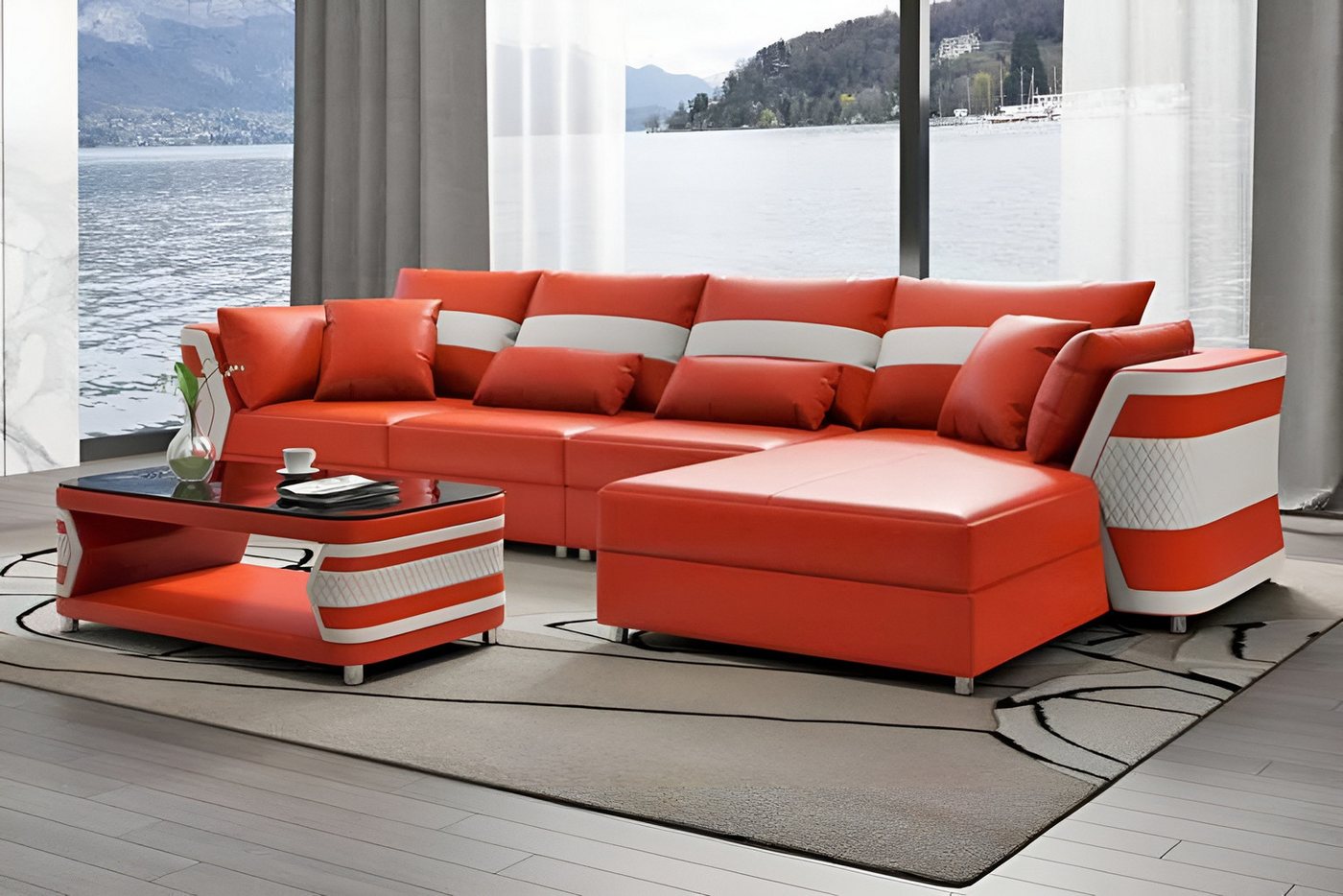 Xlmoebel Ecksofa Modernes Ledersofa L-Form Design Couch für Wohnzimmer, Hergestellt in Europa von Xlmoebel