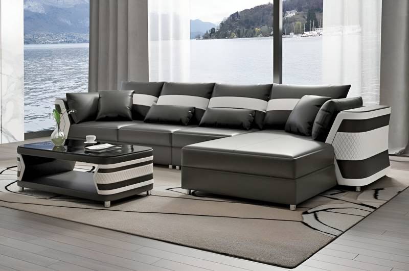 Xlmoebel Ecksofa Modernes Ledersofa L-Form Design Couch für Wohnzimmer, Hergestellt in Europa von Xlmoebel