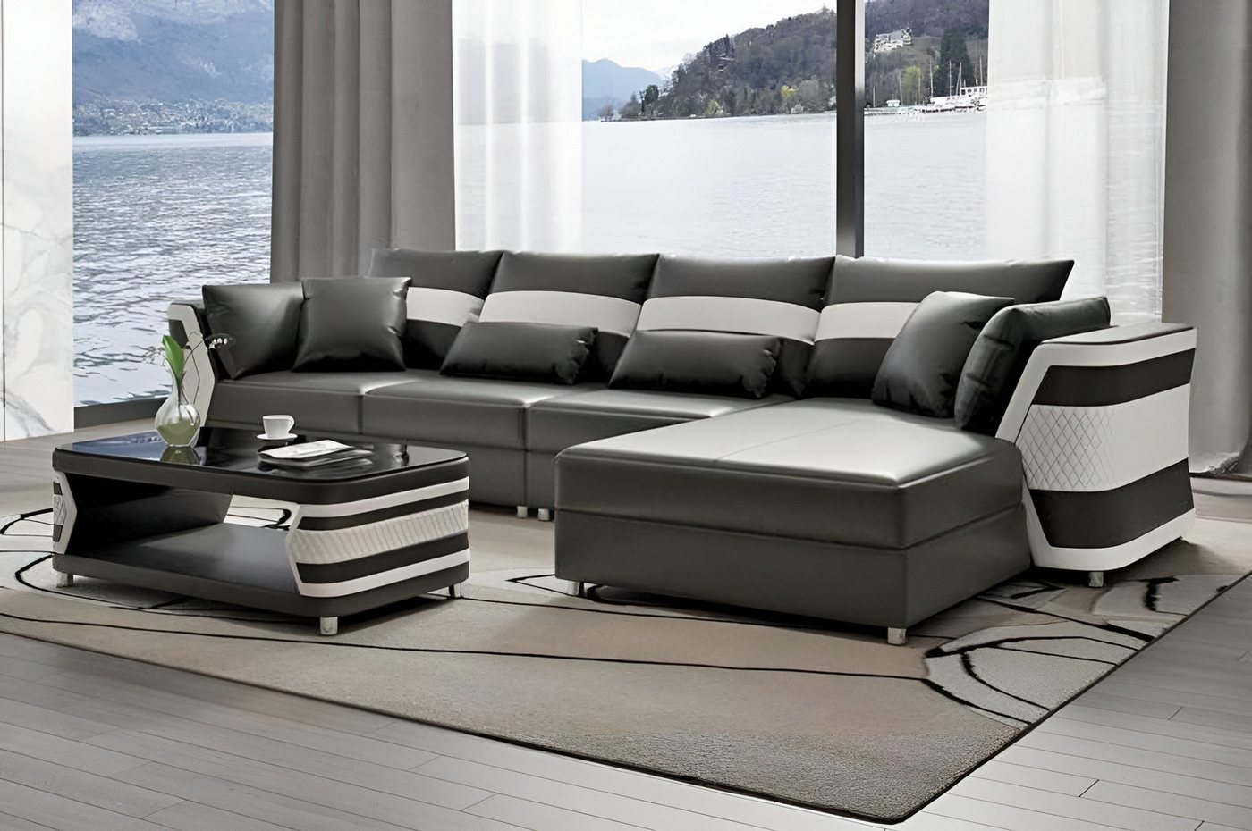 Xlmoebel Ecksofa Modernes Ledersofa L-Form Design Couch für Wohnzimmer, Hergestellt in Europa von Xlmoebel