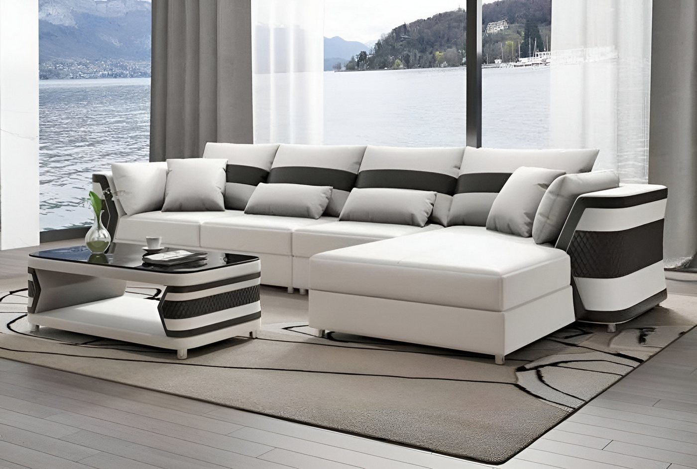 Xlmoebel Ecksofa Modernes Ledersofa L-Form Design Couch für Wohnzimmer, Hergestellt in Europa von Xlmoebel