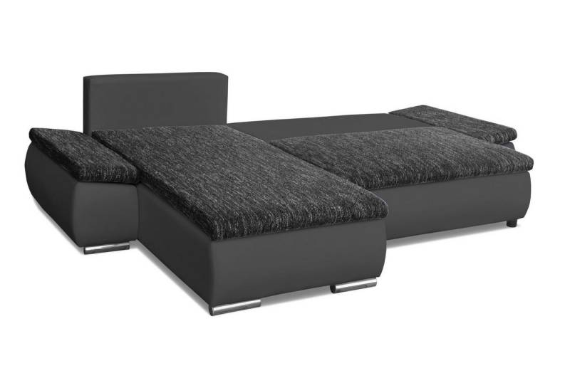 Xlmoebel Ecksofa Modernes Schwarzes Sofa mit Bettfunktion Schlafsofa Couch Textil Neu, Hergestellt in Europa von Xlmoebel