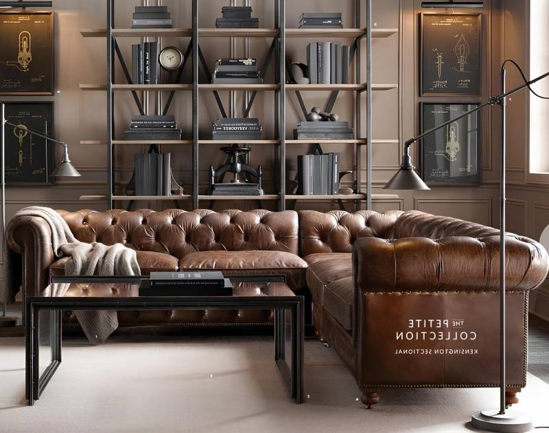 Xlmoebel Ecksofa Neu Eck Ledersofa Chesterfield Vintage Couch Polster Garnitur #327, Hergestellt in Europa von Xlmoebel