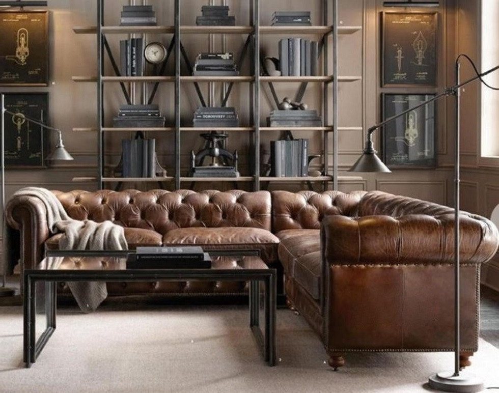 Xlmoebel Ecksofa Neu Eck Ledersofa Chesterfield Vintage Couch Polster Garnitur #327, Hergestellt in Europa von Xlmoebel