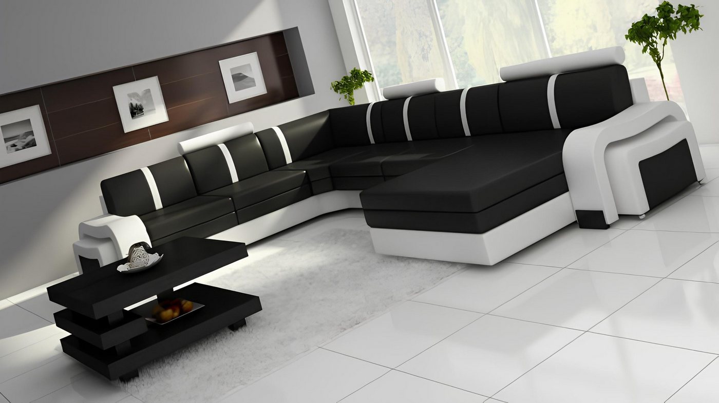 Xlmoebel Big-Sofa Neue Ledercouch mit USB-Anschluss und LED-Beleuchtung, Hergestellt in Europa von Xlmoebel