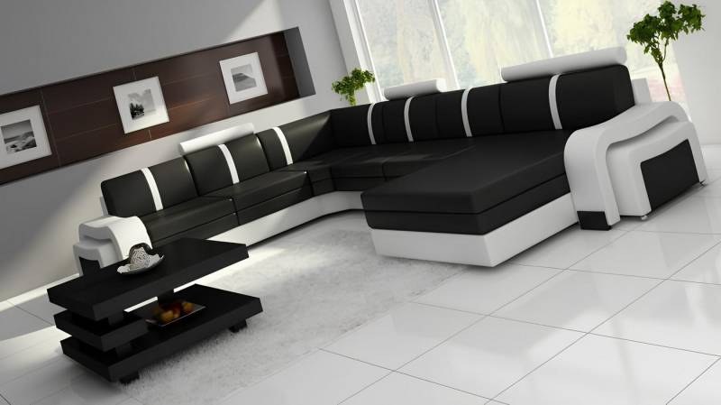 Xlmoebel Big-Sofa Neue Ledercouch mit USB-Anschluss und LED-Beleuchtung, Hergestellt in Europa von Xlmoebel