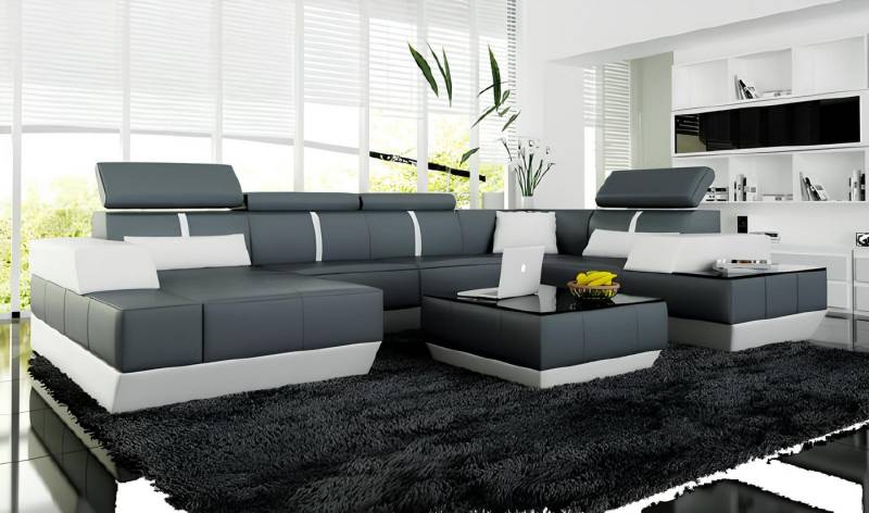Xlmoebel Ecksofa Neues Ecksofa aus Leder mit USB-Anschluss für das Wohnzimmer - Moderne, Hergestellt in Europa von Xlmoebel