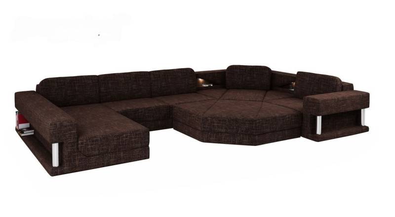Xlmoebel Wohnlandschaft Neues Ecksofa in U-Form mit Design, Bettfunktion aus Textil oder Leder, Hergestellt in Europa von Xlmoebel