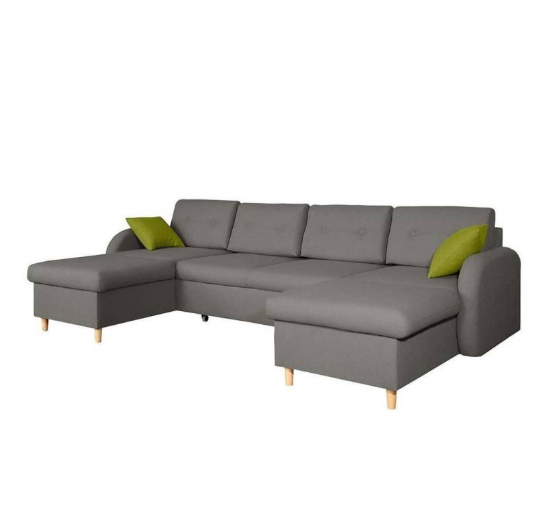 Xlmoebel Ecksofa Neues Schlafsofa mit Bettfunktion in U-Form aus Leder und Stoff -, Hergestellt in Europa von Xlmoebel