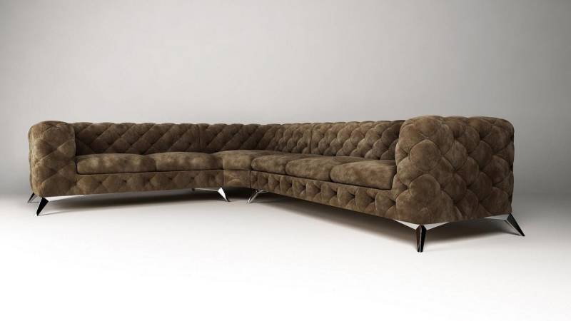 Xlmoebel Ecksofa Samt-Schlafsofa Chesterfield Stoffsofa Sitzgruppe Sofa Wohnlandschaft, Hergestellt in Europa von Xlmoebel