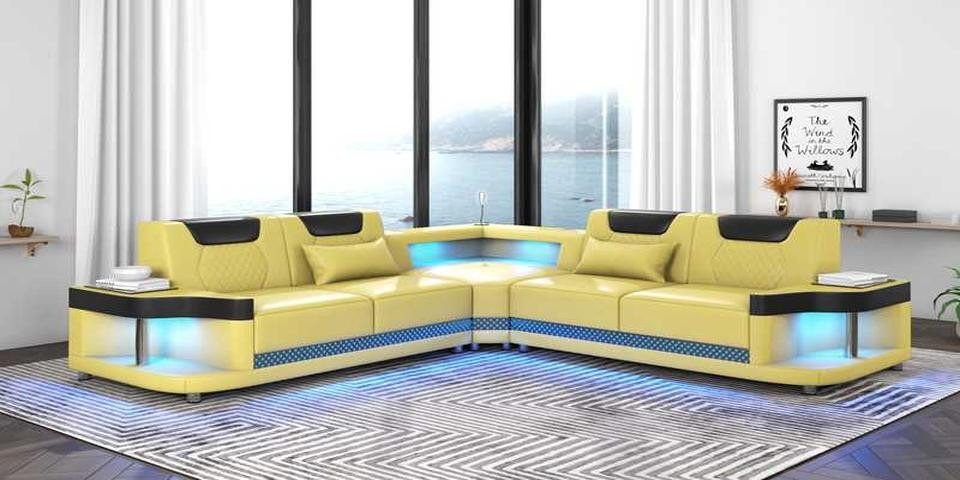 Xlmoebel Ecksofa Schwarzes Ledersofa in L-Form mit LED-Beleuchtung - moderne, Hergestellt in Europa Xlmoebel Ecksofa Schwarzes Ledersofa in L-Form mit LED-Beleuchtung - moderne, Hergestellt in Europa von Xlmoebel