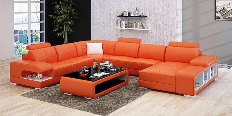 Xlmoebel Wohnlandschaft Sofa für das Wohnzimmer aus Leder mit Eckpolsterung und USB-Anschluss, Hergestellt in Europa von Xlmoebel