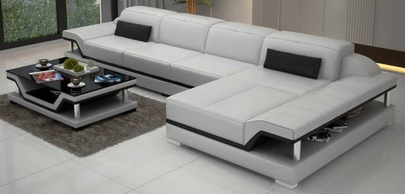 Xlmoebel Ecksofa Sofa in L-Form mit Design aus weißem Leder für das Wohnzimmer mit, Hergestellt in Europa von Xlmoebel