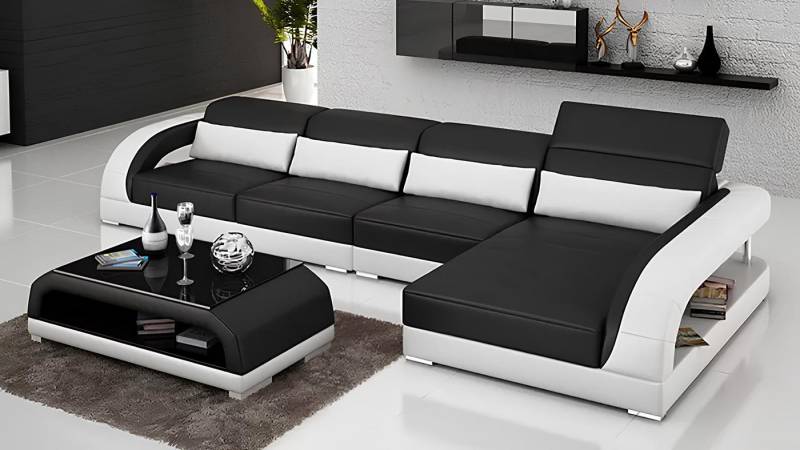 Xlmoebel Ecksofa Sofa mit L-Form und Lederpolsterung im Wohnzimmer-Designstil, Hergestellt in Europa von Xlmoebel