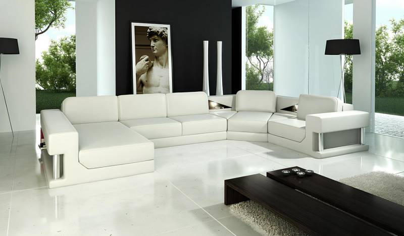 Xlmoebel Wohnlandschaft Sofa mit Polsterung und Leder-Textil-Mix für die Wohnlandschaft in, Hergestellt in Europa von Xlmoebel