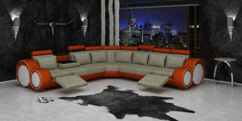 Xlmoebel Ecksofa TEXTILES SOFA mit USB DESIGNERSOFA SET LEDER ECKSOFA WOHNLANDSCHAFT, Hergestellt in Europa von Xlmoebel