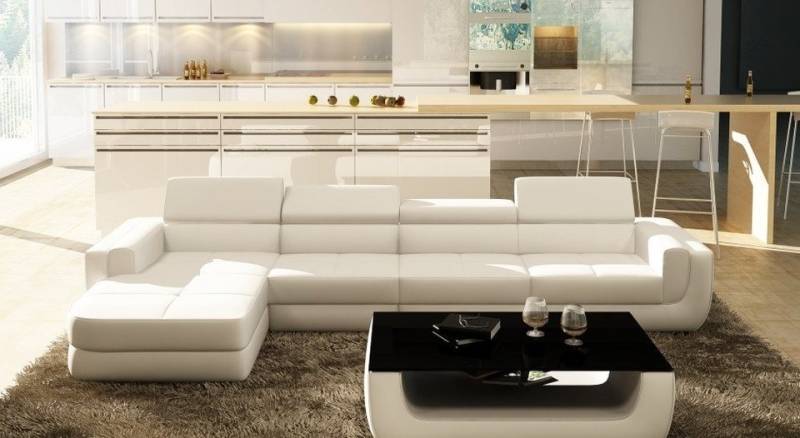 Xlmoebel Ecksofa Wohnlandschaft aus weißem Leder in L-Form mit Ecksofa, Couch und, Hergestellt in Europa von Xlmoebel