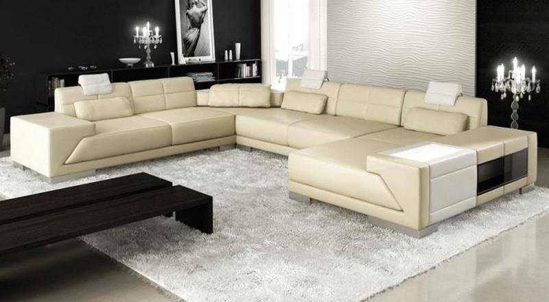 Xlmoebel Wohnlandschaft Wohnlandschaft in U-Form mit XXL-Abmessungen, Ecksofa, Ledercouch -, Hergestellt in Europa von Xlmoebel
