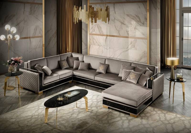 Xlmoebel Wohnlandschaft Ecksofa in U-Form Polstersofa Couch mit modernen Kissen, Hergestellt in Europa von Xlmoebel