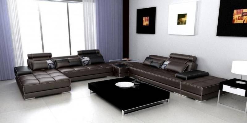 Xlmoebel Ecksofa XXL Designer Ecksofa Wohnlandschaft aus grauem Leder mit USB-Anschluss, 1 Teile, Hergestellt in Europa von Xlmoebel