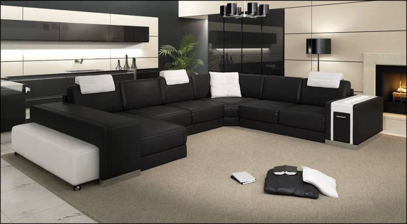 Xlmoebel Wohnlandschaft XXL Eckcouch mit integriertem USB-Anschluss und modernem, Hergestellt in Europa von Xlmoebel