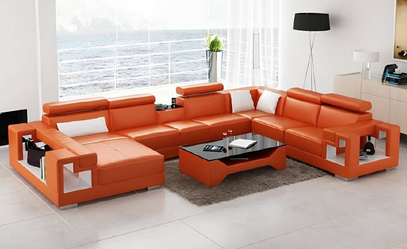 Xlmoebel Ecksofa XXL Ecksofa Wohnlandschaft Ledercouch Ecke Garnitur Sofa Big 2710A, Hergestellt in Europa von Xlmoebel