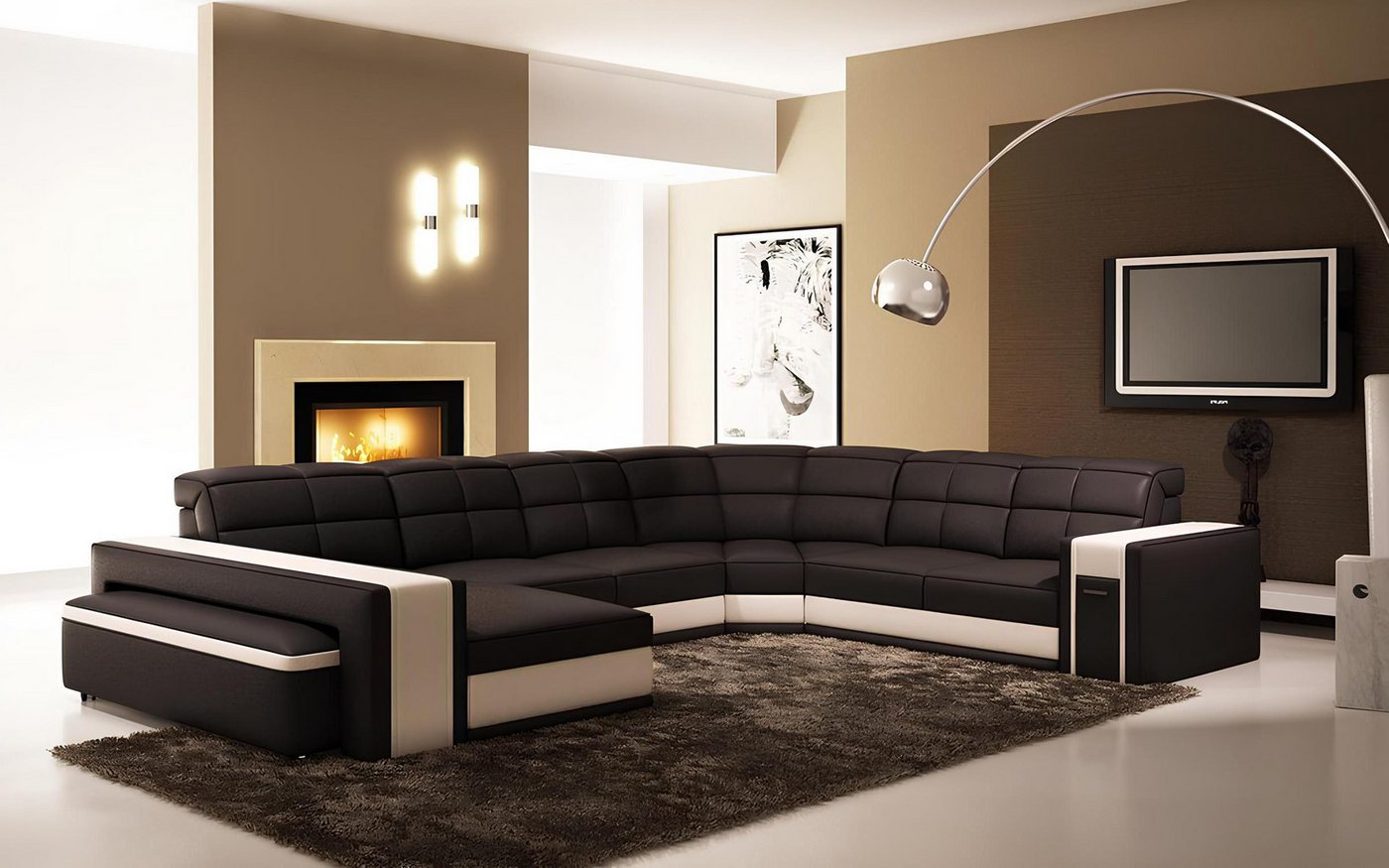 Xlmoebel Big-Sofa XXL Wohnlandschaft mit Ledercouch und Polsterecken im Design-Stil, Hergestellt in Europa Xlmoebel Big-Sofa XXL Wohnlandschaft mit Ledercouch und Polsterecken im Design-Stil, Hergestellt in Europa von Xlmoebel