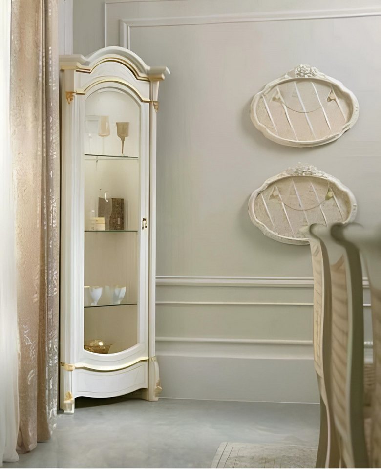 Xlmoebel Eckvitrine Weiß Eckvitrine Holz Glas Modern Design (1-St., Vitrine) Hergestellt in Europa von Xlmoebel