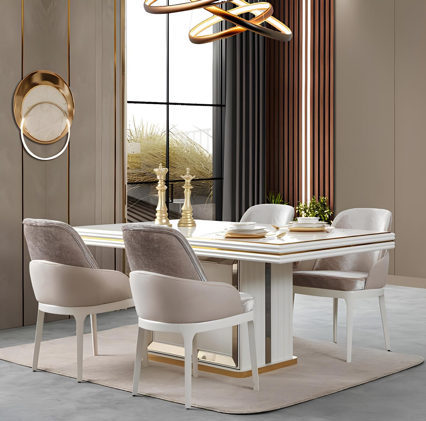 Xlmoebel Essgruppe 5-teiliges Esszimmer-Set mit Esstisch und Stühlen, (5tlg. Esszimmer Set (Esstisch + 4x Stühle), Hergestellt in Europa von Xlmoebel