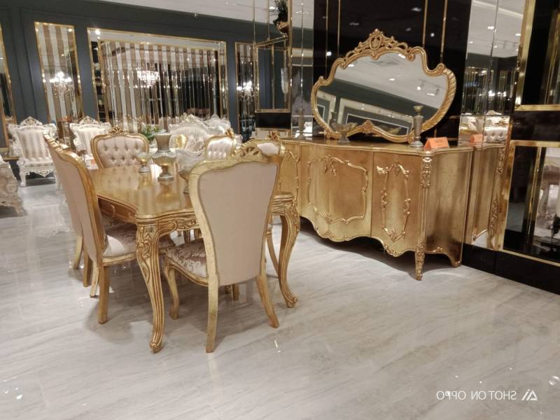 Xlmoebel Esszimmer-Set 6 Stühle Esstisch Set im Designer-Stil aus Holz mit Anrichte, (1-St., 8tlg. Esszimmer Set (Esstisch+6Stühle+Anrichte), Hergestellt in Europa von Xlmoebel
