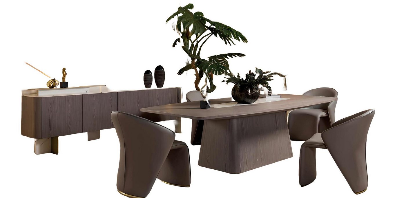 Xlmoebel Essgruppe 6-teiliges Esszimmermöbel-Set mit Esstisch 4 Stühlen Sideboard, (Esszimmer Set 6tlg (Esstisch + 4x Stühle + Sideboard), Hergestellt in Europa von Xlmoebel