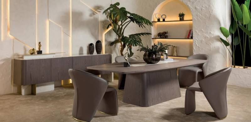 Xlmoebel Essgruppe 6-teiliges Esszimmermöbel-Set mit Esstisch 4 Stühlen Sideboard, (Esszimmer Set 6tlg (Esstisch + 4x Stühle + Sideboard), Hergestellt in Europa von Xlmoebel