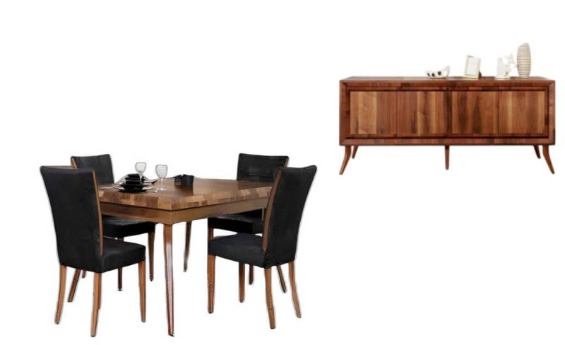 Xlmoebel Esszimmer-Set Braun Set Esstisch 6x Stühle mit Anrichte Esszimmer, (6-St., Esstisch + 4x Stühle + Anrichte), Hergestellt in Europa von Xlmoebel