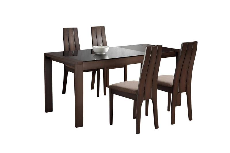 Xlmoebel Essgruppe Designer Esstisch-Set aus Holz und Glas mit vier Stühlen, Hergestellt in Europa von Xlmoebel