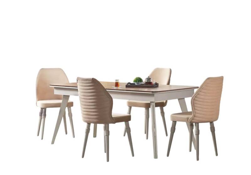 Xlmoebel Essgruppe Designer Set mit 6 Stühlen und einem Esstisch für das Esszimmer, (7-tlg., 1x Esstisch + 6x Stühle), Hergestellt in Europa von Xlmoebel