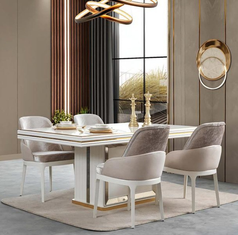 Xlmoebel Essgruppe Dining set, dining room set, dining table combination, table and chair, (5tlg. Esszimmer Set (Esstisch + 4x Stühle), Hergestellt in Europa von Xlmoebel