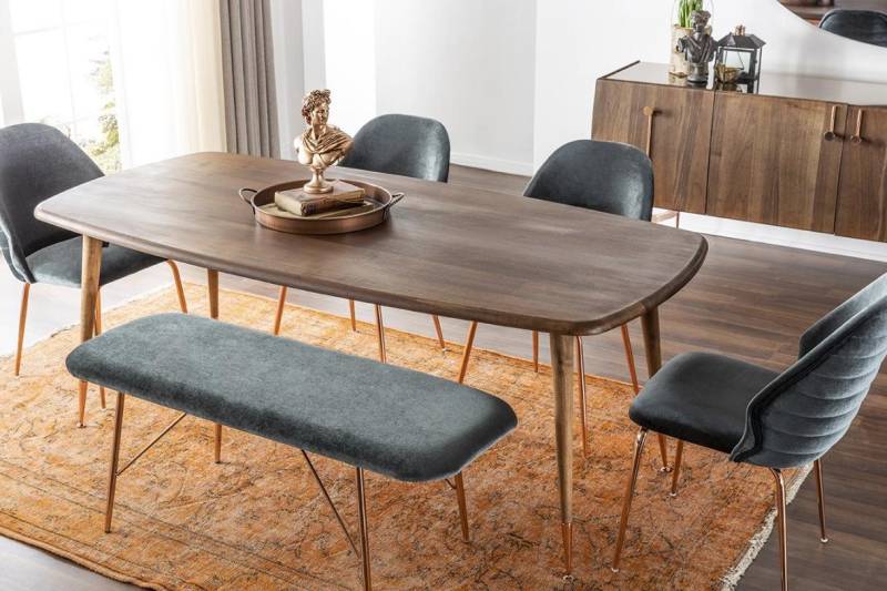 Xlmoebel Essgruppe Essbereich Essensemble Esszimmermöbel Tischgruppe 8tlg Holz Braun, (8-tlg., Bank, 6x Stühle, Esstisch), Hergestellt in Europa von Xlmoebel