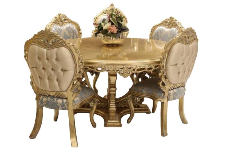 Xlmoebel Essgruppe Essbereich Set 4 Sessel Designer Holzstuhl Set Rund, (5-tlg., 1x Esstisch + 4x Stühle), Hergestellt in Europa von Xlmoebel