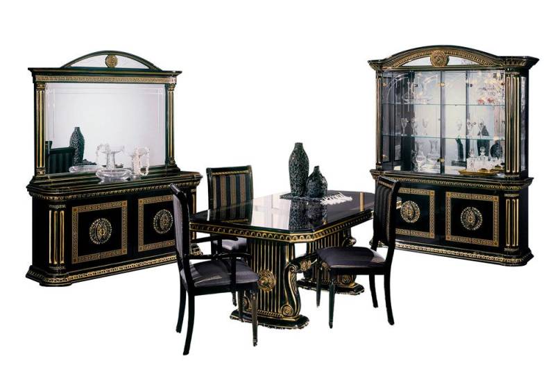 Xlmoebel Esszimmer-Set Esszimmer Esstisch Stuhl Kommode Vitrine Spiegel Luxus Möbel 8tlg., (8-St., Esstisch + 4x Stühle + Kommode + Spiegel + Vitrine), Hergestellt in Europa von Xlmoebel