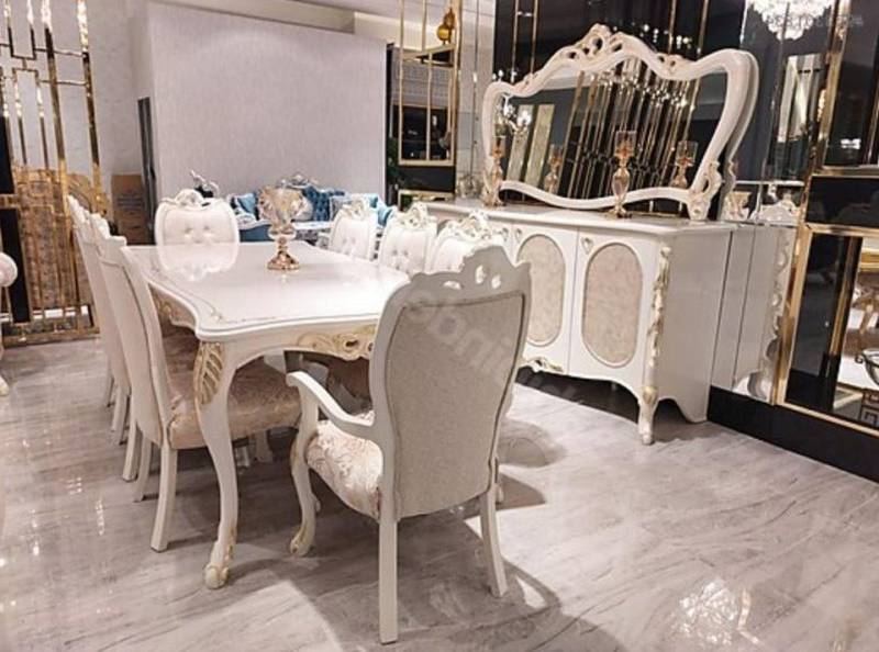 Xlmoebel Esszimmer-Set Esszimmer Möbel Set mit Esstisch, 8 Stühlen, Sideboard, Spiegel und, (Essgruppe), Hergestellt in Europa von Xlmoebel