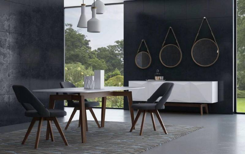 Xlmoebel Esszimmer-Set Esszimmer Set Premium Möbel Tisch Stühle Sideboard Massivholz Möbel, (9-St., Esstisch, Anrichte, 4x Stühle, 3x Spiegel), Hergestellt in Europa von Xlmoebel