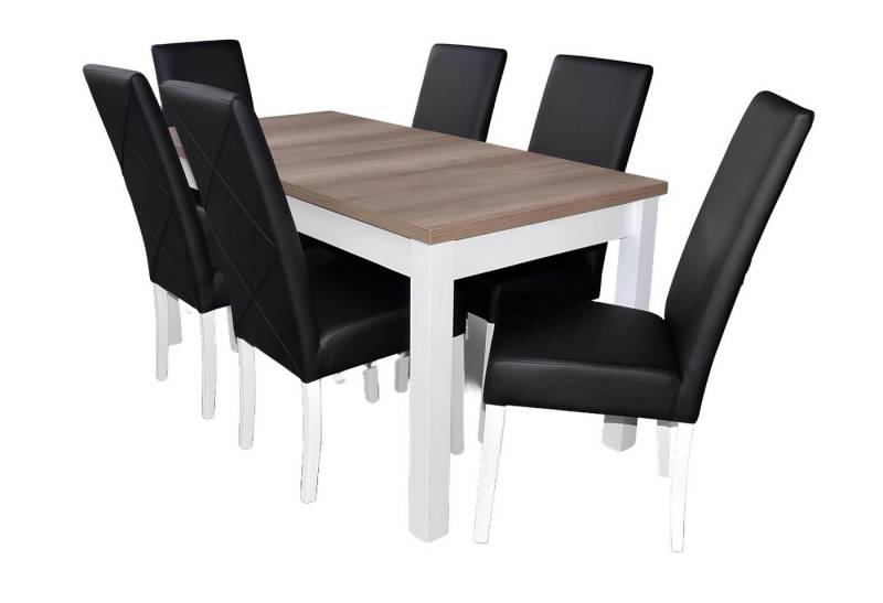 Xlmoebel Essgruppe Esszimmer Set mit einem Esstisch und sechs Stühlen Holz und Leder, (7tlg. Esszimmer Set (Esstisch + 6x Stühle), Hergestellt in Europa von Xlmoebel