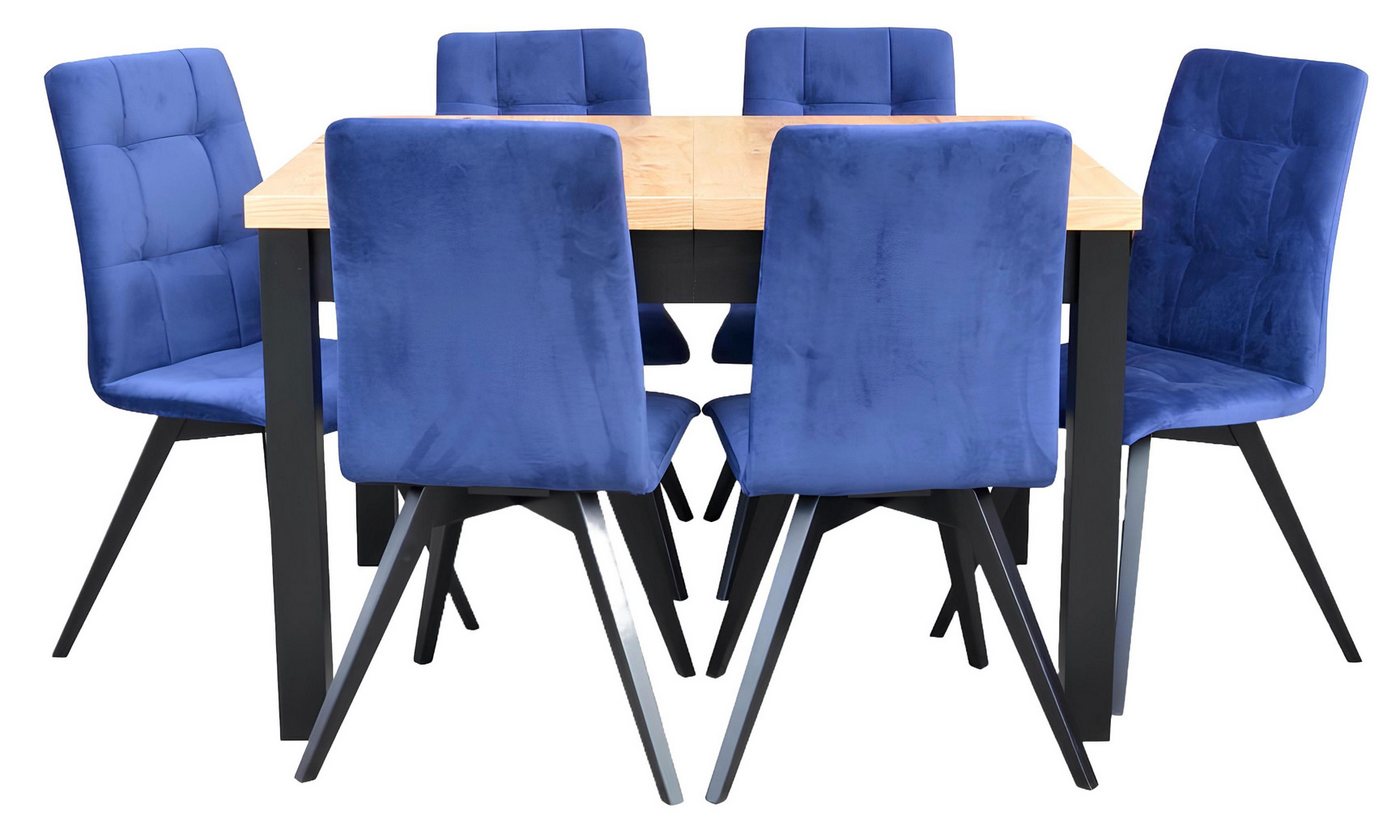 Xlmoebel Essgruppe Esszimmer-Sitzgruppe Polsterstuhl Möbelset Design 7-teilig mit Tisch, (7tlg. Esszimmer Set (Esstisch + 6x Stühle), Hergestellt in Europa von Xlmoebel