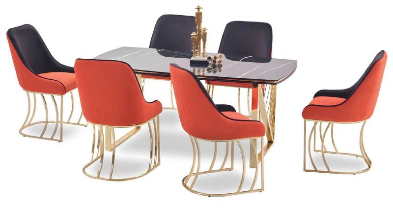 Xlmoebel Essgruppe Esszimmer- und Lounge-Stuhl-Set mit Tisch in modernem Design, (7tlg. Esszimmer Set (Esstisch + 6x Stühle), Hergestellt in Europa von Xlmoebel