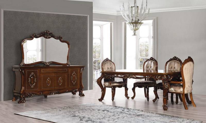 Xlmoebel Esszimmer-Set Esszimmermöbel Essgruppe Klassisches Barock-Buffet Sideboard 6-teilig., (Essgruppe), Hergestellt in Europa von Xlmoebel