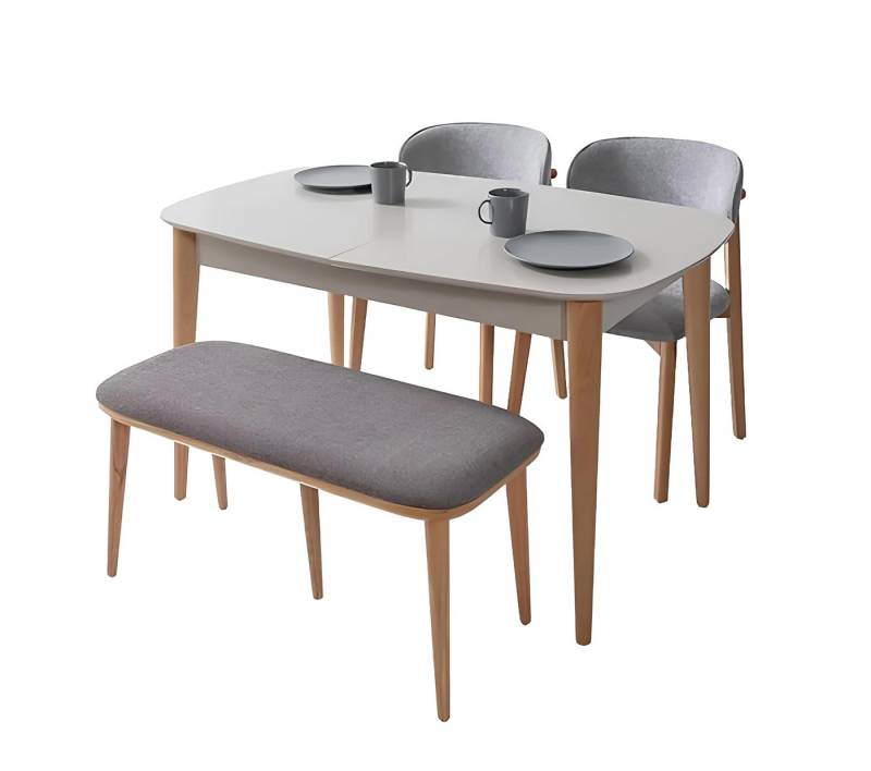 Xlmoebel Essgruppe Esszimmermöbel-Set mit Esstisch, ausziehbarem Tisch, 2 Stühlen und, (4tlg. Esszimmer Set(Esstisch + 2x Stühle + Bank), Hergestellt in Europa von Xlmoebel