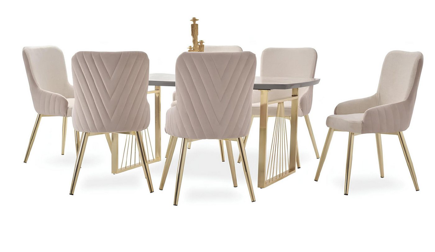 Xlmoebel Essgruppe Esszimmermöbel-Set mit Esstisch und 6 Stühlen in modernem Design -, (7tlg. Esszimmer Set (Esstisch + 6x Stühle), Hergestellt in Europa von Xlmoebel